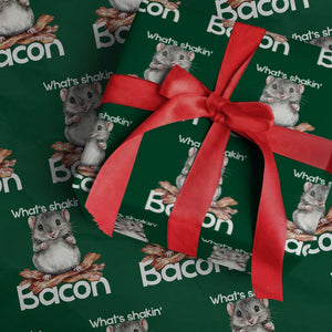 What is Shakin Bacon Funny Mouse Wrapping Paper Roll Pun Animal Humor TS02 Green Print Your Wear