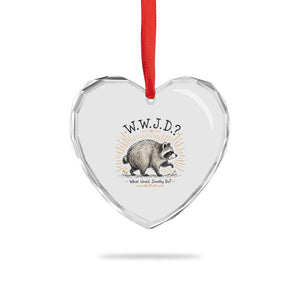 What Would Jimothy Do WWJD Funny Parody Heart Crystal Glass Ornament Viral Seattle Raccoon Meme Feral Legend Humor