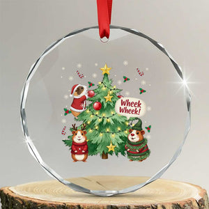 Wheek Wheek Guinea Pig Christmas Outfit Crystal Glass Ornament Cavy Lover Gift TS12 Transparent Glass 3'' Circle Print Your Wear
