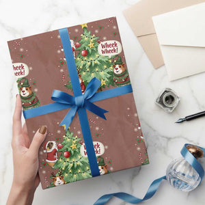 Wheek Wheek Guinea Pig Christmas Outfit Wrapping Paper Roll Cavy Lover Gift TS12 Mocha Print Your Wear