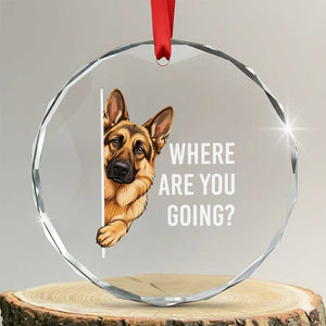 Where are You Going Funny German Shepherd Dog Crystal Glass Ornament TS11 Transparent Glass 3'' Circle Print Your Wear