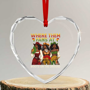 Where Them Fans At Boots On The Ground Heart Crystal Glass Ornament Black African American Cowgirl Western Country Rodeo TS10 Transparent Glass 3'' Heart Print Your Wear