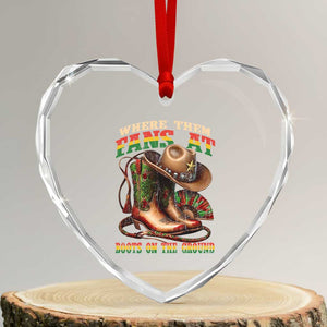 Where Them Fans At Boots On The Ground Heart Crystal Glass Ornament Black Cowgirl Western Pride TS10 Transparent Glass 3'' Heart Print Your Wear