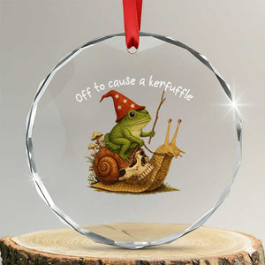 Whimsical Frog Wizard Meme Crystal Glass Ornament Off to Cause A Kerfuffle TS10 Transparent Glass 3'' Circle Print Your Wear