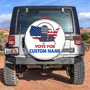 Personalized 2024 Election Spare Tire Cover Custom Photo Vote For President Name America CTM02 White Custom - Printyourwear