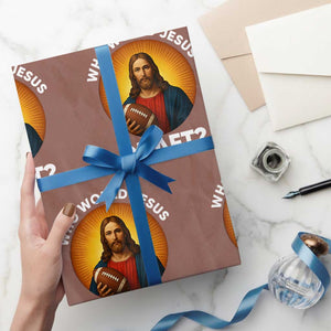 Who Would Jesus Draft Wrapping Paper Roll Christian Football Lover TS12 Mocha Print Your Wear