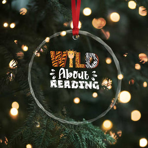 Wild About Reading Crystal Glass Ornament Cute Animal Print Reading Lover Kids Teachers TS10 Print Your Wear