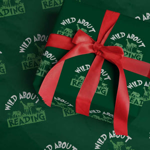 Wild About Reading Wrapping Paper Roll Cute Safari Animal Reading Shirt Preschool Kindergarten TS10 Green Print Your Wear