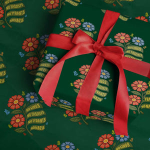 Wildflower Protest Freedom Gift Wrapping Paper Roll No Kings No Fascists No Tyrants TS12 Green Print Your Wear