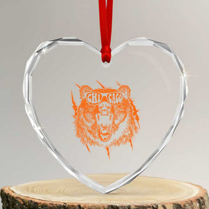 Wildlife Grizzly Bear Chicago Lover Heart Crystal Glass Ornament TS11 Transparent Glass 3'' Heart Print Your Wear