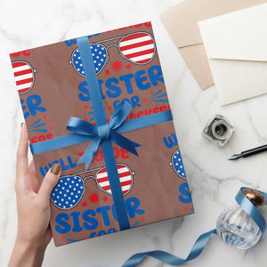 Will Trade Sister for Firecrackers Wrapping Paper Roll Funny 4th of July Patriotic Humor TS02 Mocha Print Your Wear