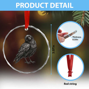 Winking Raven Crow Crystal Glass Ornament Vintage Dark Academia Funny Bird Graphic
