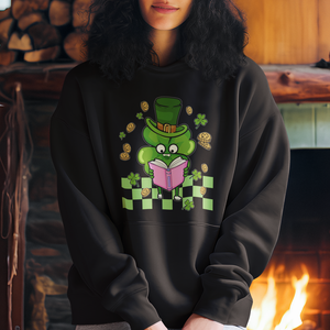 Shamrock Reading Hoodie St. Patrick's Day Books Lover Reader Nerd TS02 Printyourwear