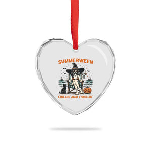 Witchy Beach Summerween Vacation Heart Crystal Glass Ornament Chillin And Thrillin