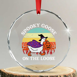 Witchy Silly Goose Crystal Glass Ornament Retro Girly Halloween Spooky Goose Lover TS10 Transparent Glass 3'' Circle Print Your Wear