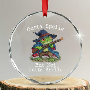 Wizard Frog Meme Crystal Glass Ornament Outta Spells But Not Outta Shells TS10 Transparent Glass 3'' Circle Print Your Wear