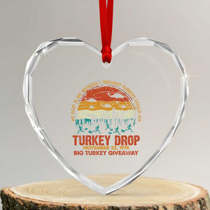 WKRP Turkey Drop Heart Crystal Glass Ornament Funny Thanksgiving Day First Annual WKRP TS10 Transparent Glass 3'' Heart Print Your Wear