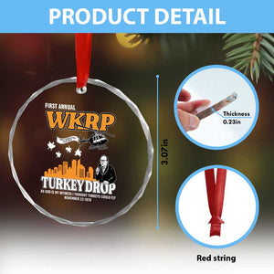 WKRP Turkey Drop with Les Nessman Crystal Glass Ornament Retro Thanksgiving Humor for Classic TV Fans TS02 Print Your Wear