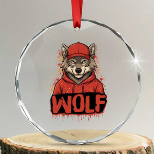 Wolf Football Lover Crystal Glass Ornament Game Day Tailgate Lifestyle TS12 Transparent Glass 3'' Circle Print Your Wear