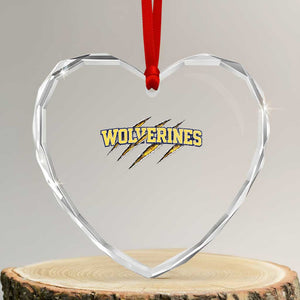 Wolverine Lover Sports Game Day Scratch Mark Heart Crystal Glass Ornament TS11 Transparent Glass 3'' Heart Print Your Wear