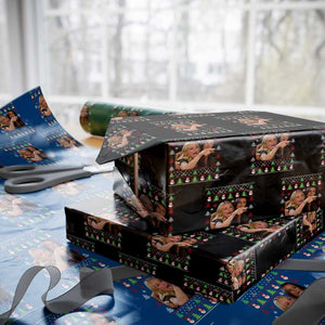 Woman Yelling At A Cat Ugly Christmas Wrapping Paper Roll Funny Meme Matching Couple Christmas Pajama TS10 Black Print Your Wear