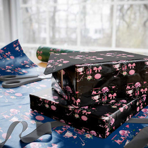 Womens Golf Lover Wrapping Paper Roll Cute Pink Bow Golf Sports Gift TS12 Black Print Your Wear