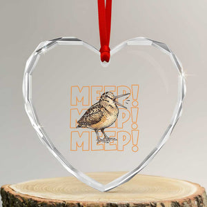 Woodcock Meep Heart Crystal Glass Ornament Funny Nature Lover TS14 Transparent Glass 3'' Heart Print Your Wear