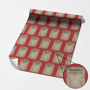Woodworker Nutrition Label Wrapping Paper Roll Carpenter Nutritional Facts Graphic