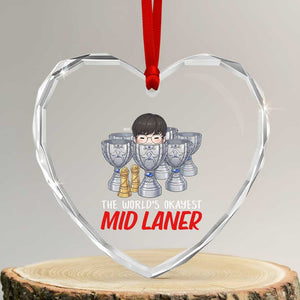 Worlds Okayest Mid Laner Heart Crystal Glass Ornament Funny Game Lover Gift TS12 Transparent Glass 3'' Heart Print Your Wear