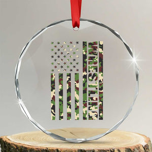 Wrestling American Flag Camo Wrestler Crystal Glass Ornament TS10 Transparent Glass 3'' Circle Print Your Wear
