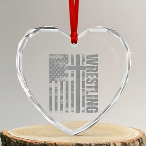 Wrestling Christian Vintage Patriotic American Flag Heart Crystal Glass Ornament TS11 Transparent Glass 3'' Heart Print Your Wear