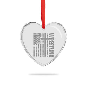 Wrestling Christian Vintage Patriotic American Flag Heart Crystal Glass Ornament TS11 Print Your Wear