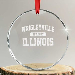 Wrigleyville Illinois Crystal Glass Ornament Vintage Chicago Classic Distressed Baseball Fan Gift TS10 Transparent Glass 3'' Circle Print Your Wear