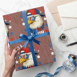 WTF Is A Kilometer Bruh Wrapping Paper Roll Funny Patriotic American Bald Eagle TS02 Mocha Print Your Wear