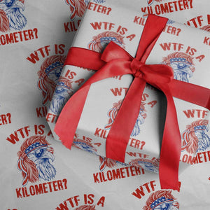 WTF is A Kilometer Wrapping Paper Roll Patriotic Eagle 4th of July USA American Flag