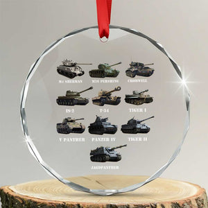 WW2 Tanks Crystal Glass Ornament M4 Sherman Panzer IV Tiger II T-34 History Buff TS02 Transparent Glass 3'' Circle Print Your Wear