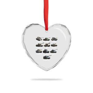 WW2 Tanks Heart Crystal Glass Ornament M4 Sherman Panzer IV Tiger II T-34 History Buff TS02 Print Your Wear
