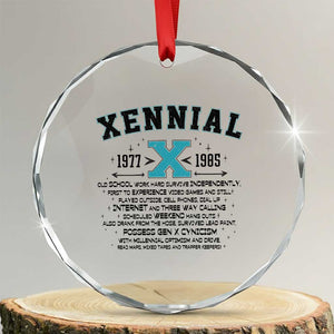 Xennial Definition 1977 to 1985 Crystal Glass Ornament Vintage Dictionary Style Graphic TS02 Transparent Glass 3'' Circle Print Your Wear