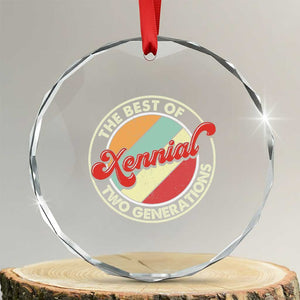 Xennial The Best of Two Generations Crystal Glass Ornament Retro Sunset Vintage 70s Graphic TS02 Transparent Glass 3'' Circle Print Your Wear