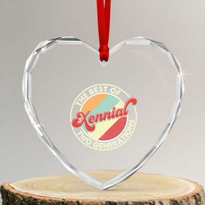 Xennial The Best of Two Generations Heart Crystal Glass Ornament Retro Sunset Vintage 70s Graphic TS02 Transparent Glass 3'' Heart Print Your Wear
