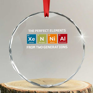 Xennial The Perfect Elements From Two Generations Crystal Glass Ornament Periodic Table Science Graphic TS02 Transparent Glass 3'' Circle Print Your Wear