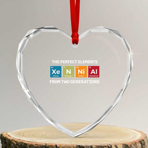 Xennial The Perfect Elements From Two Generations Heart Crystal Glass Ornament Periodic Table Science Graphic TS02 Transparent Glass 3'' Heart Print Your Wear