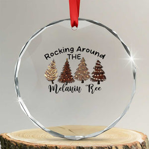 Xmas African American Crystal Glass Ornament Rocking Around The Melanin Tree Xmas Tree TS11 Transparent Glass 3'' Circle Print Your Wear