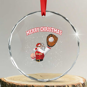 Xmas Baseball Crystal Glass Ornament Funny Santa Playing Baseball Merry Christmas TS09 Transparent Glass 3'' Circle Print Your Wear