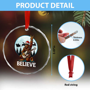 Xmas Bigfoot Crystal Glass Ornament Believe Funny Santa Rock N Roll TS12 Print Your Wear