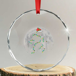 Xmas Bigfoot Crystal Glass Ornament Sasquatch with Santa Hat Xmas Tree Lights TS02 Transparent Glass 3'' Circle Print Your Wear