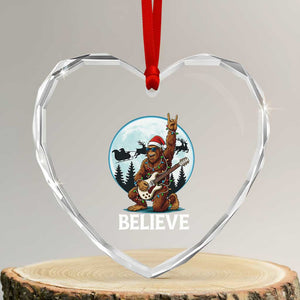 Xmas Bigfoot Heart Crystal Glass Ornament Believe Funny Santa Rock N Roll TS12 Transparent Glass 3'' Heart Print Your Wear