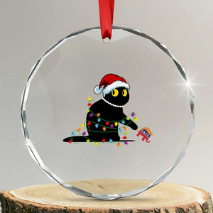 Xmas Black Cat Crystal Glass Ornament Knock Over Elephant Funny Xmas TS02 Transparent Glass 3'' Circle Print Your Wear
