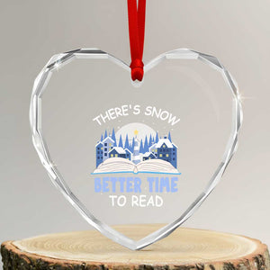 Xmas Book Lover Heart Crystal Glass Ornament There's Snow Better Time To Read TS09 Transparent Glass 3'' Heart Print Your Wear