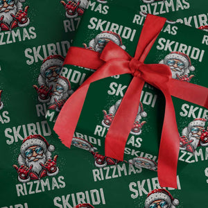 Xmas Bruh Wrapping Paper Roll Green Xmas Santa Hat Festive Vibe TS02 Green Print Your Wear